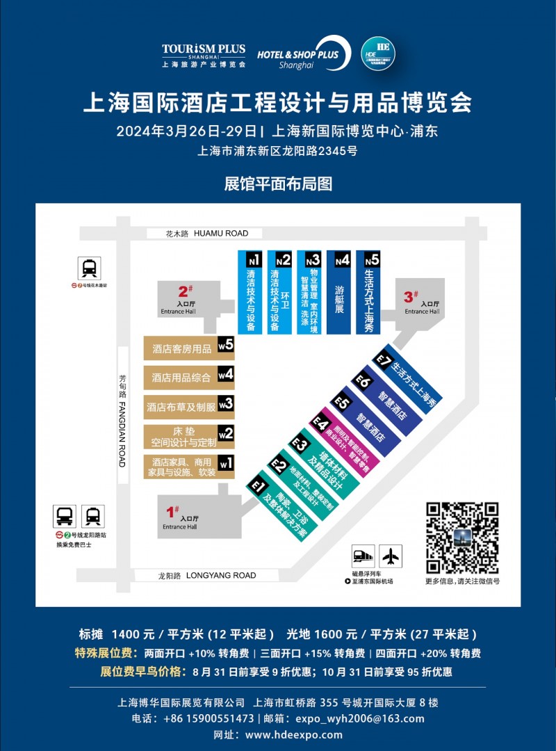 2024上海国际酒店工程设计与用品博览会展馆布局